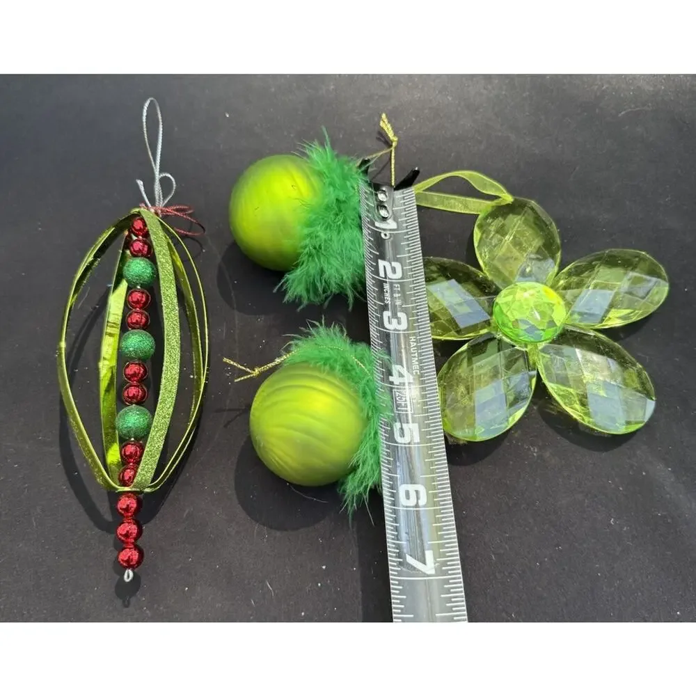 3 Vintage Department 56 Whimsical Green Christmas ornaments -Lo10